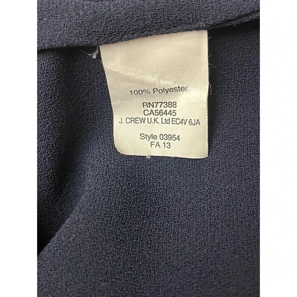 J.Crew Women’s Navy Black Crepe Baseball Blouse Size 2 | Dark Coquette Goth Chic